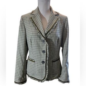 NORTON MCNAUGHTON Fringe  Houndstooth blazer